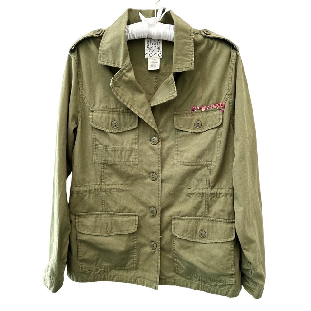 BILLABONG Off The Record Military Jacket Utility Cargo Army Green New | Large
